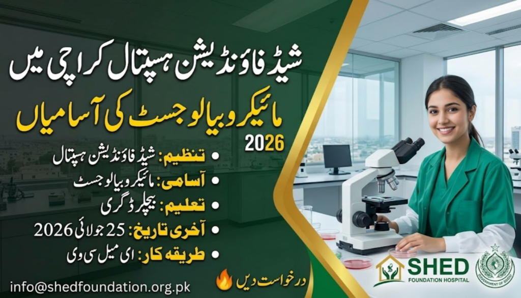 SHED Foundation Karachi Microbiologist Jobs 2026