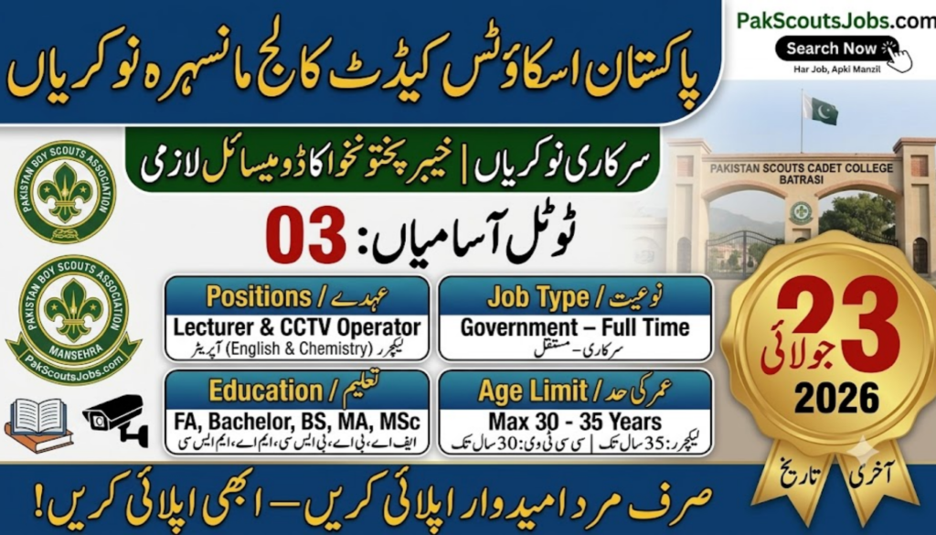 Pakistan Scouts Cadet College Mansehra Jobs 2026