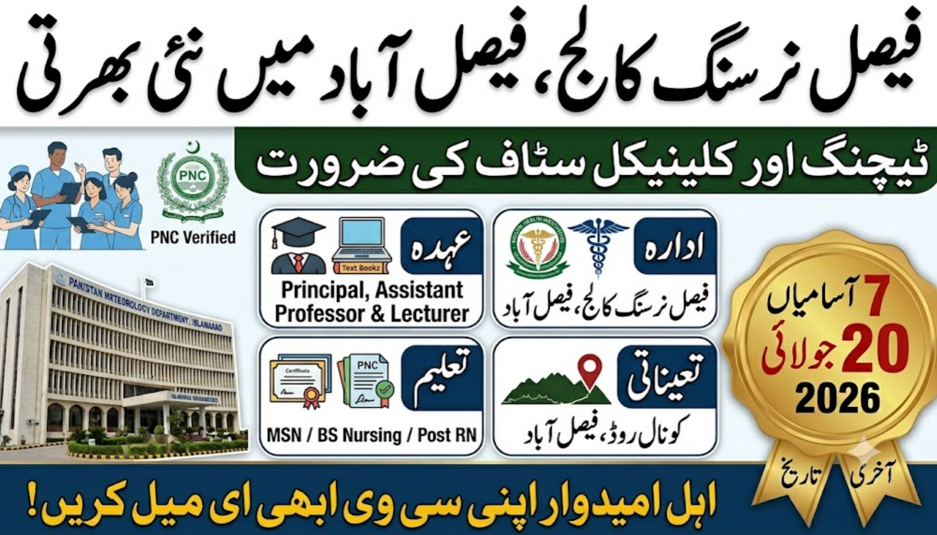 Faisal nursing college faisalabad jobs 2026