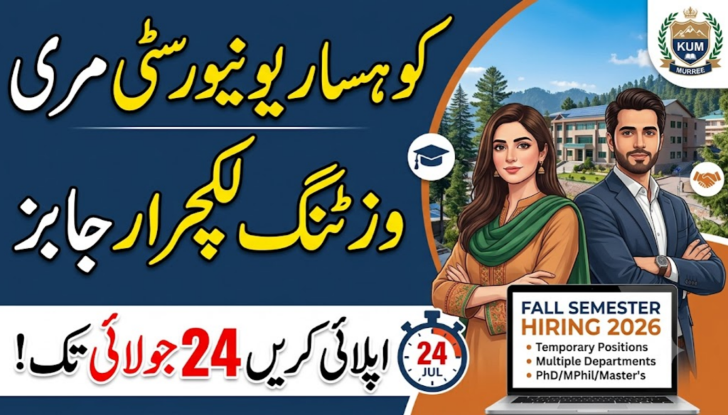 Kohsar University Murree Visiting Lecturer Jobs 2026 Announced