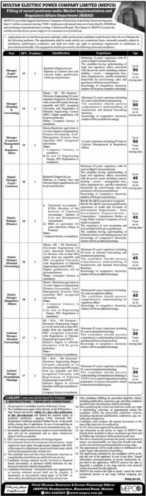 MEPCO Jobs 2026 Announced in Multan