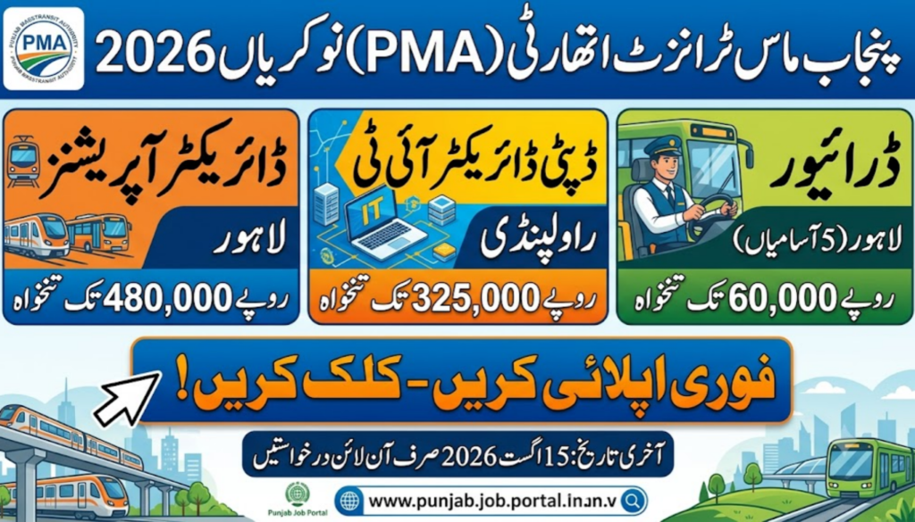 Punjab Masstransit Authority PMA Jobs 2026