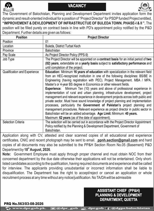 Physical Planning & Housing PP&H Balochistan Jobs 2026