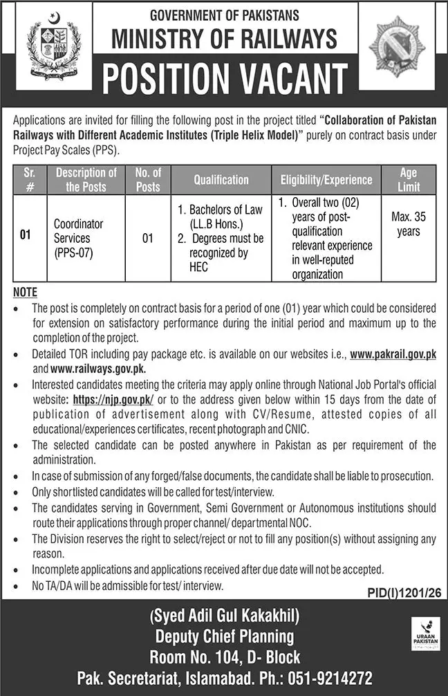 Ministry of Railways Jobs 2026 