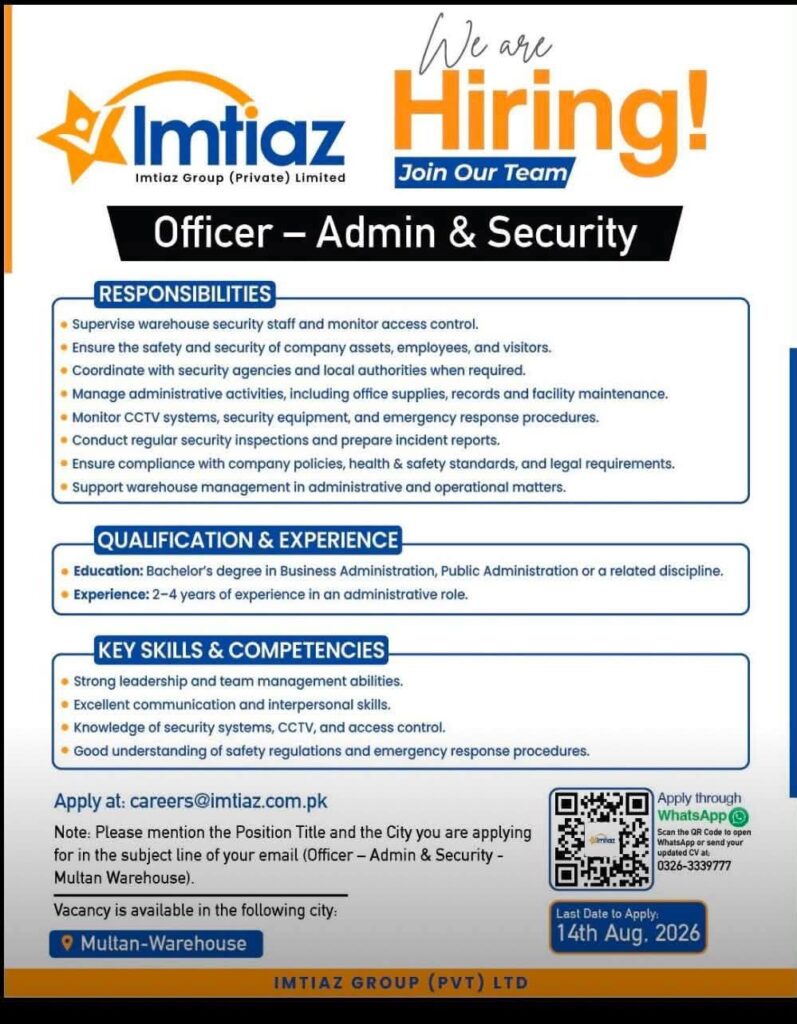 Imtiaz Group Jobs 2026