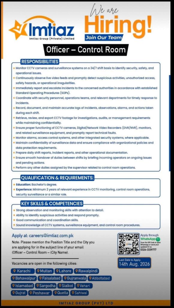 Imtiaz Group Jobs 2026