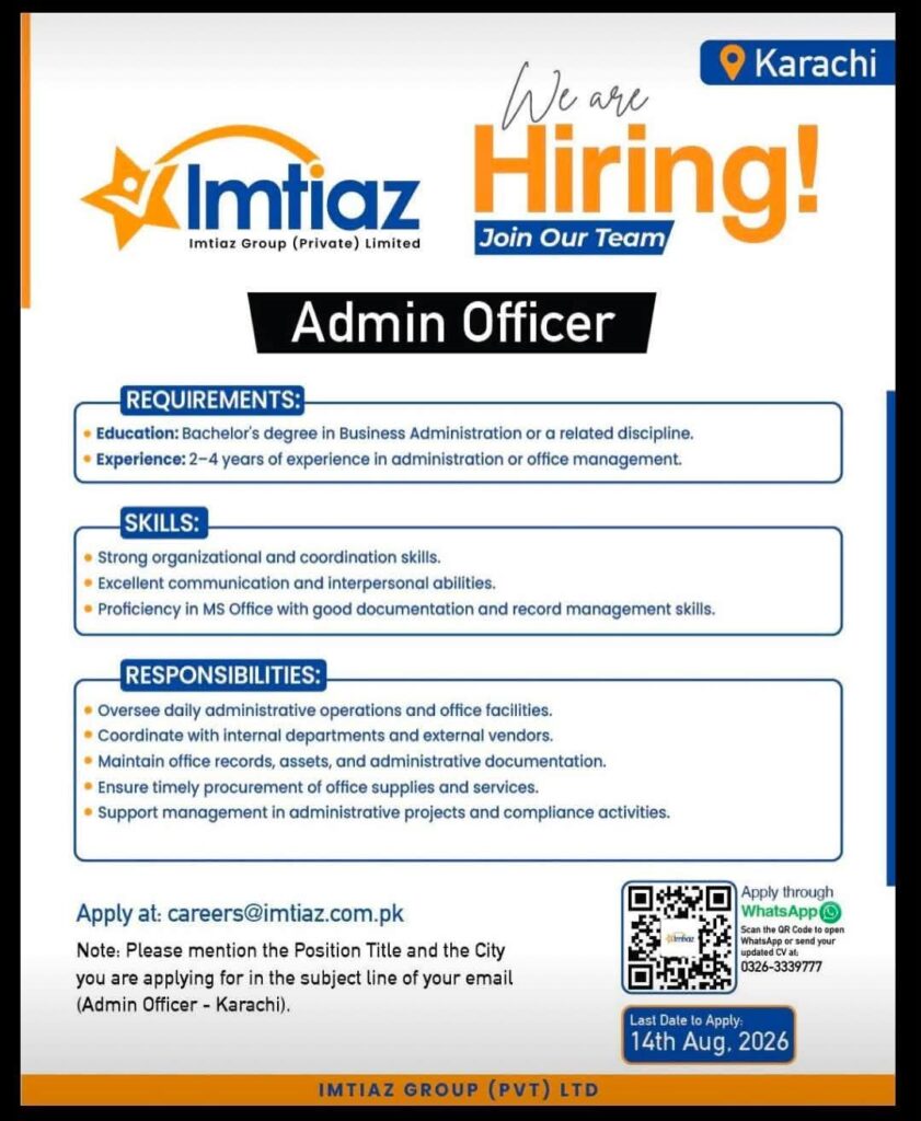 Imtiaz Group Jobs 2026
