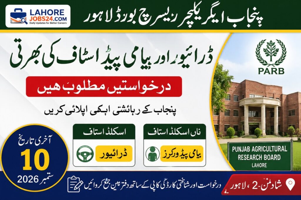 Punjab Agriculture Research Board PARB Jobs 2026 in Lahore – Driver & Daily Paid Staff file_000000000ab48211b4009ca4a8a0f312
