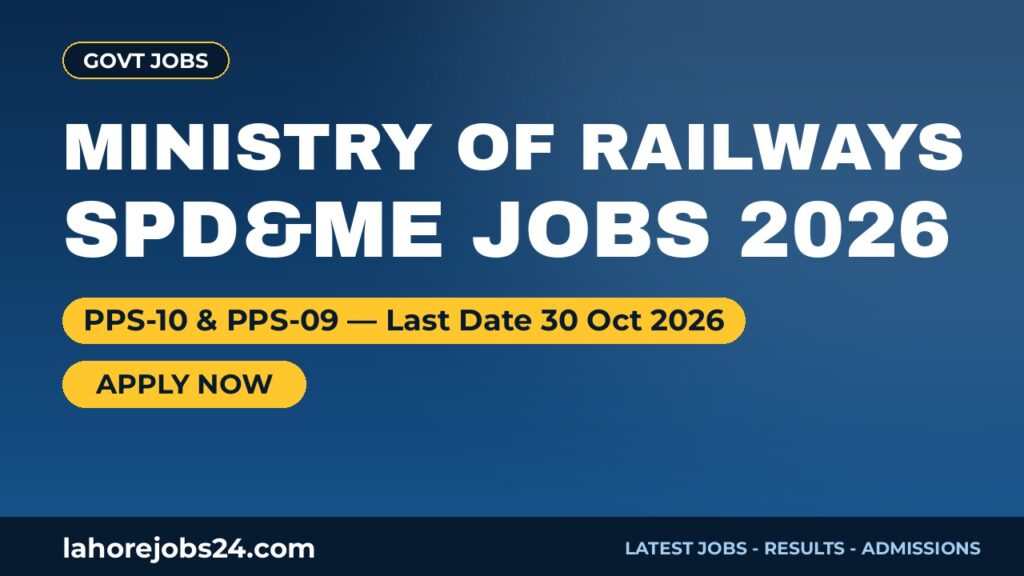 Ministry of Railways Jobs 2026 – Director & Deputy Director, Apply by 30 October
